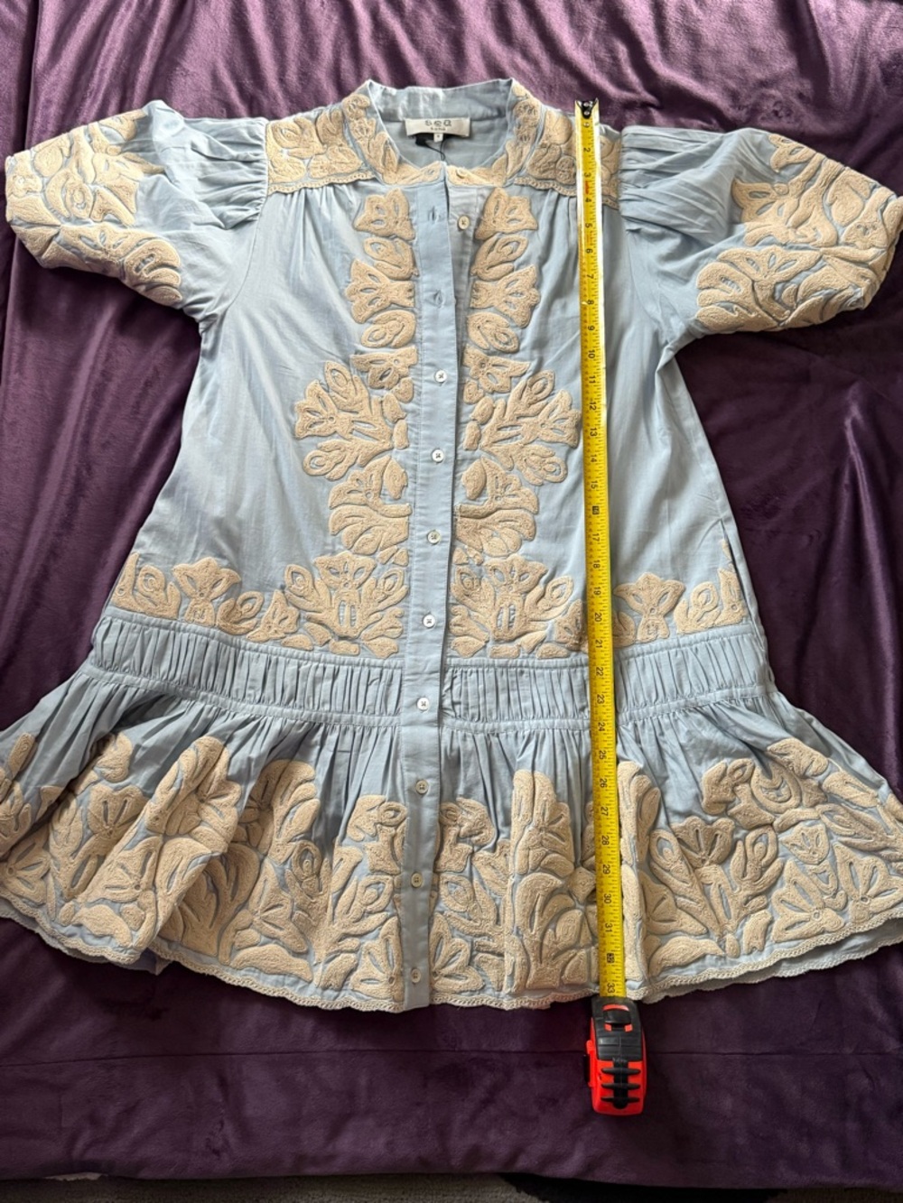 NWT Sea Alexandra Embroidered Bubble Sleeve Tunic Dress, S - Picture 8 of 10